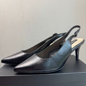 Jones New York Signature Fran Black Leather Slingback Heels Size 10M NEW OTHER